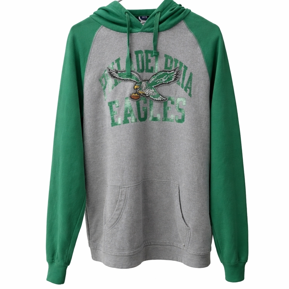 Philadelphia Eagles Hoodie XL Fanatics NFL Green Gray Pullover Sweatshirt Mens